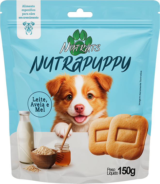 Biscoito Nutrats Nutrapuppy para Cães Filhotes sabor Leite e Vegetais - 150 g