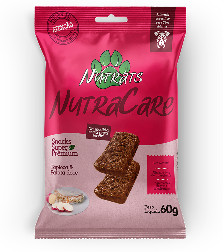 Snacks Nutrats Nutracare para Cães Adultos sabor Tapioca e Batata Doce - 60 g