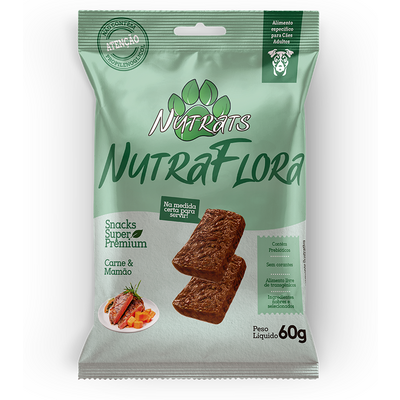 Snacks Nutrats Nutraflora para Cães Adultos sabor Carne e Mamão