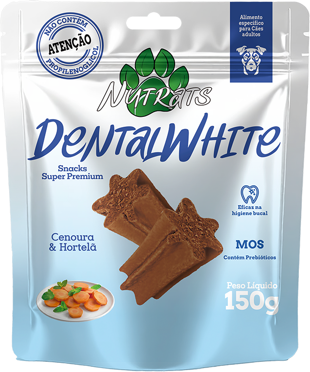 Bifinho Saúde Bucal Nutrats Dentalwhite para Cães Adultos sabor Cenoura e Hortelã - 150 g