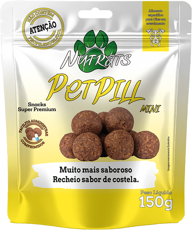 Snacks Sticks Recheado Nutrats Petpill Mini para Cães sabor Costela - 150 g