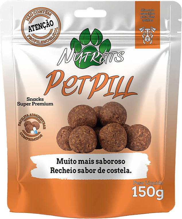 Snacks Sticks Recheado Nutrats Petpill para Cães sabor Costela - 150 g