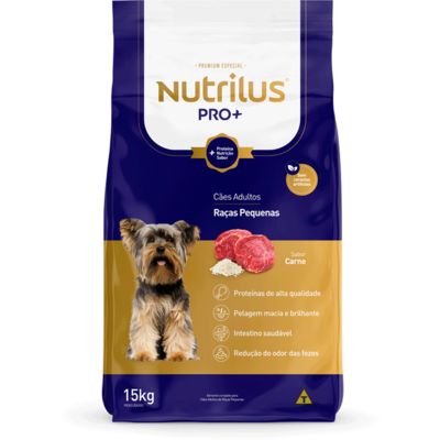 Ração Nutrilus Pro+ Sabor Carne para Cães Adultos de Raças Pequenas01