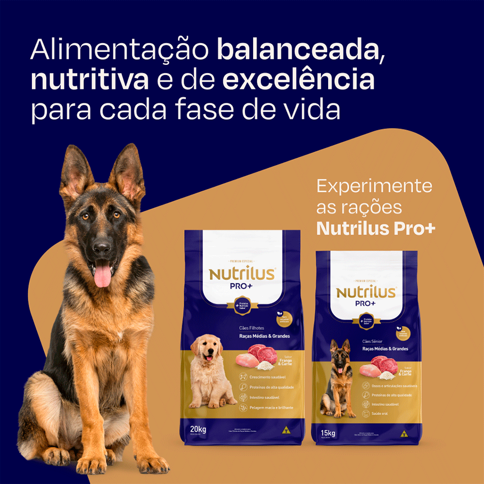 Ração Nutrilus Pro+ Frango & Carne para Cães Sênior - 15Kg