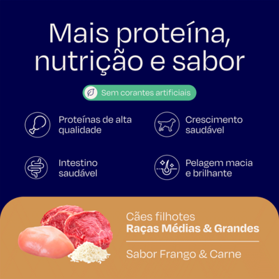 Ração Seca Nutrilus Pro+ Frango & Carne para Cães Filhotes de Raças Médias e Grandes