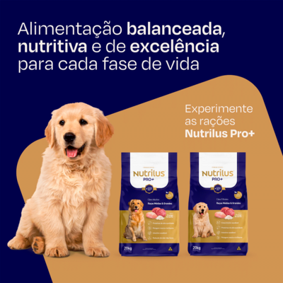 Ração Seca Nutrilus Pro+ Frango & Carne para Cães Filhotes de Raças Médias e Grandes