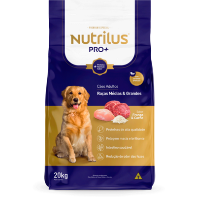 Ração Nutrilus Pro+ Frango & Carne para Cães Adultos01