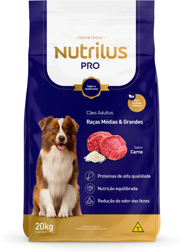 Ração Nutrilus Pro Carne para Cães Adultos - 20Kg