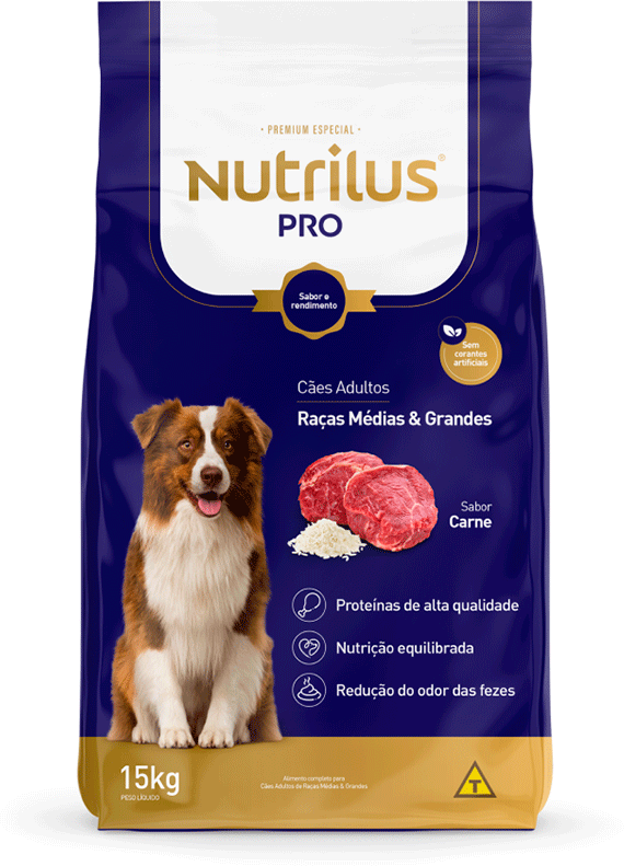 Ração Nutrilus Pro Carne para Cães Adultos - 15Kg