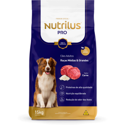 Kit Ração Nutrilus Pro Carne para Cães Adultos