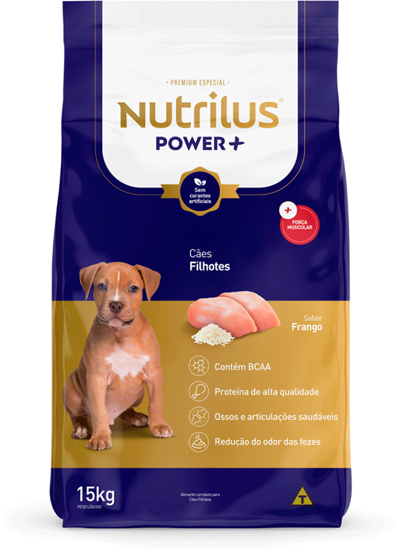 Ração Nutrilus Power+ Frango para Cães Filhotes - 15Kg