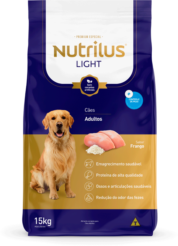 Ração Nutrilus Light Frango para Cães Adultos Raças Médias e Grandes - 15Kg