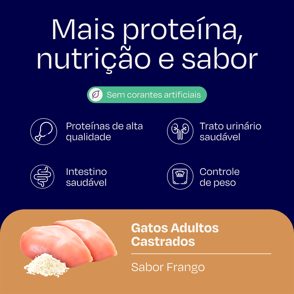 Ração Nutrilus Pro+ Frango para Gatos Adultos Castrados - 10,1Kg
