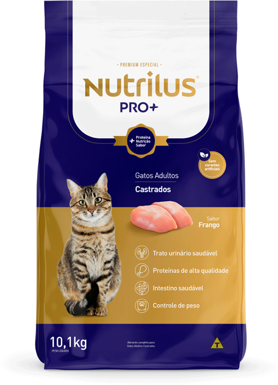 Ração Nutrilus Pro+ Frango para Gatos Adultos Castrados - 10,1Kg