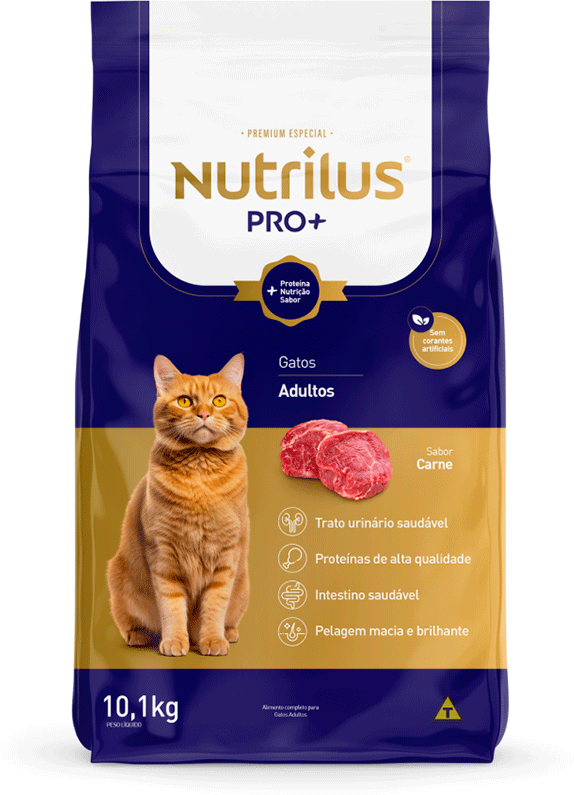 Ração Nutrilus Pro+ Carne para Gatos Adultos - 10,1Kg
