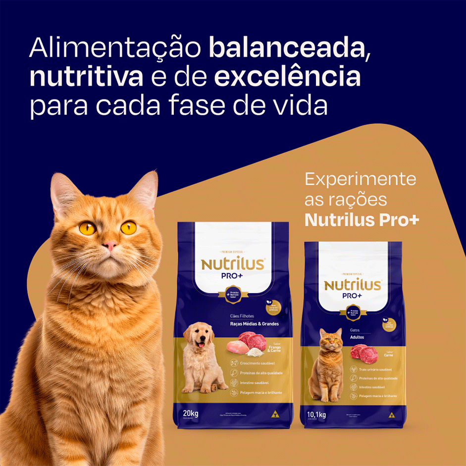 Ração Nutrilus Pro+ Carne para Gatos Adultos - 10,1Kg