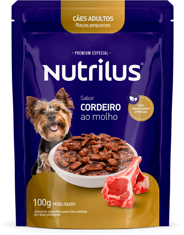 Ração Úmida Nutrilus Sabor Cordeiro para Cães Adultos de Porte Pequeno - 100g