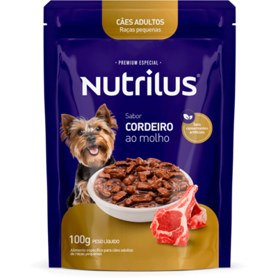 Ração Úmida Nutrilus Sabor Cordeiro para Cães Adultos de Raças Pequenas01