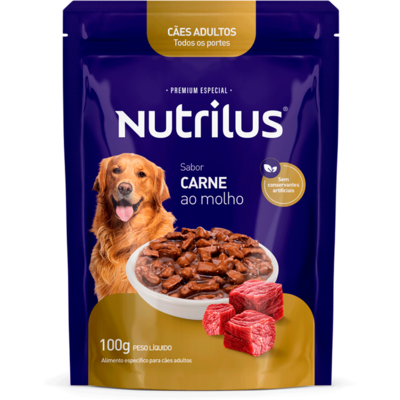 Ração Úmida Nutrilus Sabor Carne para Cães Adultos01