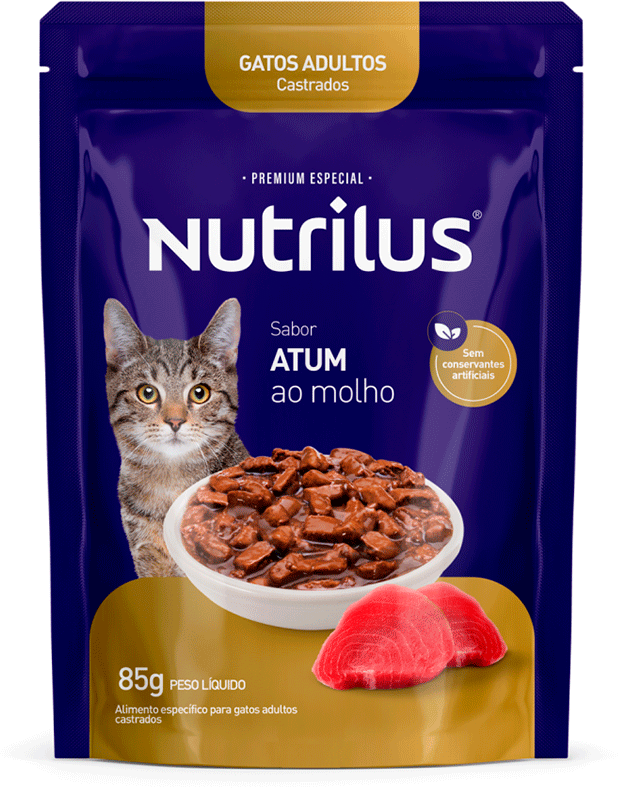 Ração Úmida Nutrilus Sabor Atum para Gatos Adultos Castrados - 85g