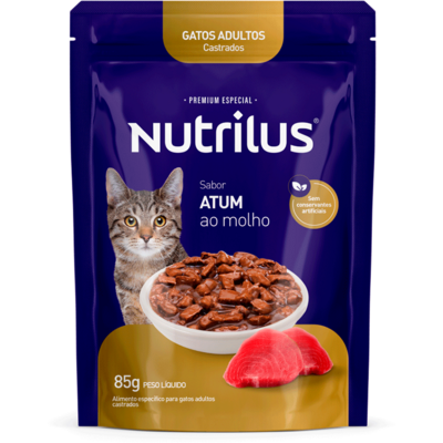 Ração Úmida Nutrilus Sabor Atum para Gatos Adultos Castrados01