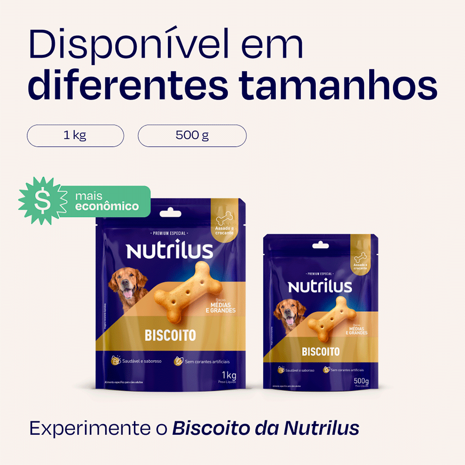 Biscoito Nutrilus para Cães Adultos Porte Médio e Grande - 500 g