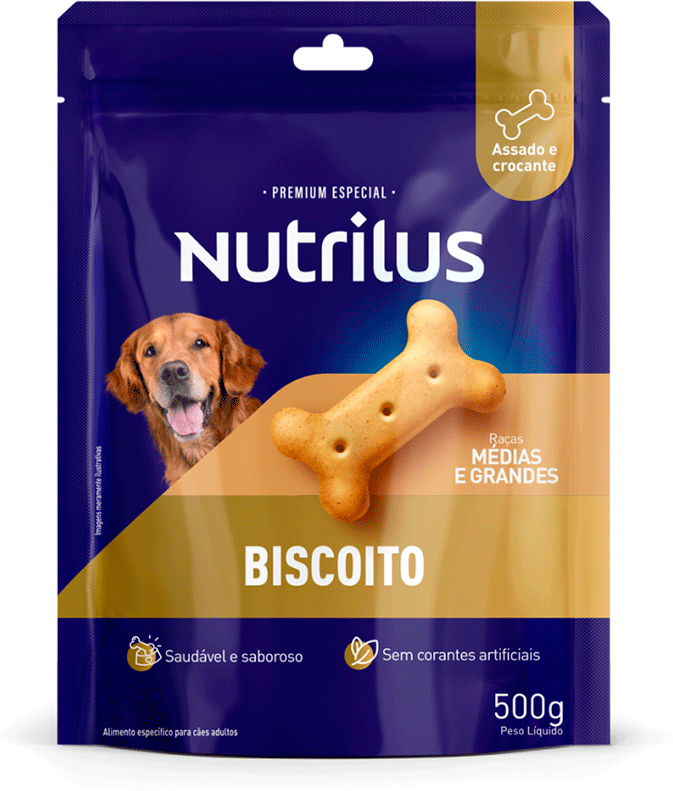 Biscoito Nutrilus para Cães Adultos Porte Médio e Grande - 500 g