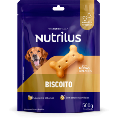 Biscoito Nutrilus para Cães Adultos Porte Médio e Grande