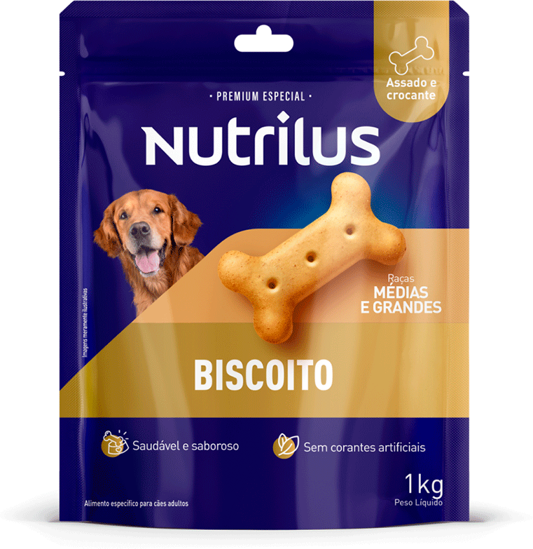 Biscoito Nutrilus para Cães Adultos Porte Médio e Grande - 1Kg