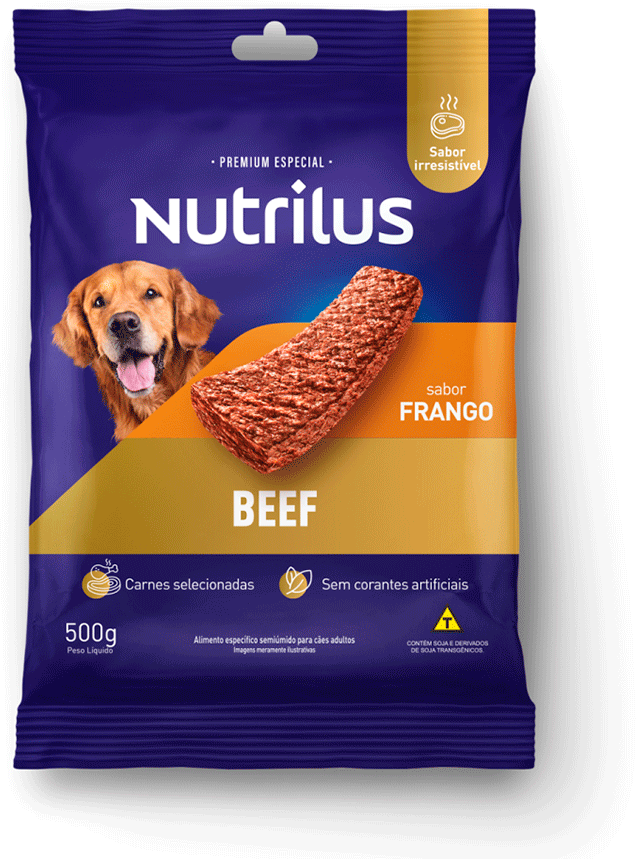 Bifinho Nutrilus para Cães Adultos Sabor Frango - 500g