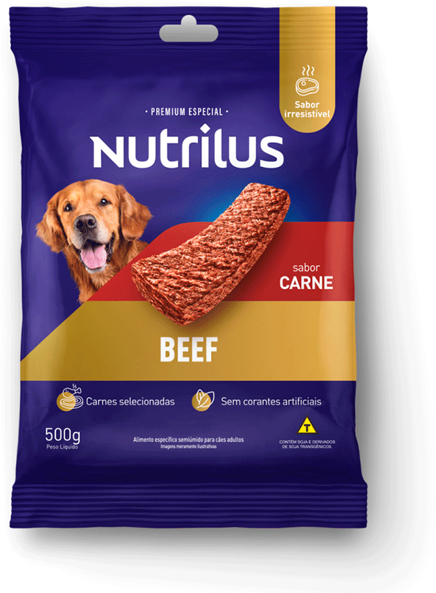 Bifinho Nutrilus para Cães Adultos Sabor Carne - 500g