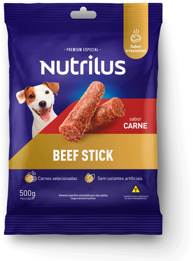 Bifinho Nutrilus Mini Stick para Cães Adultos Sabor Carne - 500g