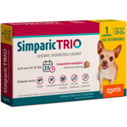 Antipulgas Zoetis Simparic Trio 3 mg para Cães de 1,5Kg a 2,5Kg - 1 Comprimido
