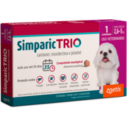 Antipulgas Zoetis Simparic Trio 6 mg para Cães de 2,6Kg a 5Kg - 1 Comprimido