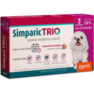 Antipulgas Zoetis Simparic Trio 6 mg para Cães de 2,6Kg a 5Kg - 3 Comprimidos