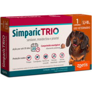 Antipulgas Zoetis Simparic Trio 12 mg para Cães de 5,1Kg a 10Kg - 1 Comprimido