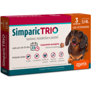 Antipulgas Zoetis Simparic Trio 12 mg para Cães de 5,1Kg a 10Kg - 3 Comprimidos