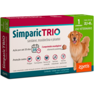 Antipulgas Zoetis Simparic Trio 48 mg para Cães de 20,1Kg a 40Kg - 1 Comprimido