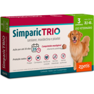 Antipulgas Zoetis Simparic Trio 48 mg para Cães de 20,1Kg a 40Kg - 3 Comprimidos