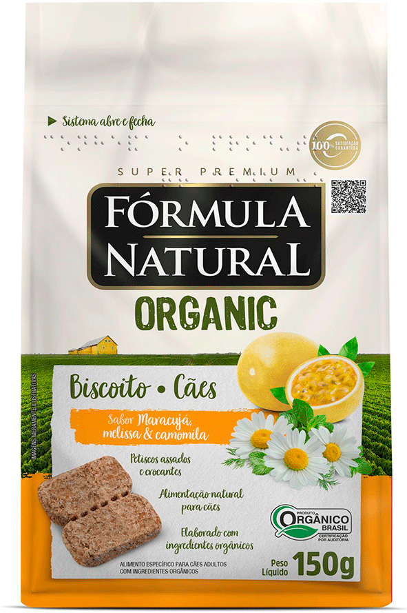 Biscoito Fórmula Natural Organic para Cães Adultos Sabor Maracujá Melissa e Camomila - 150g