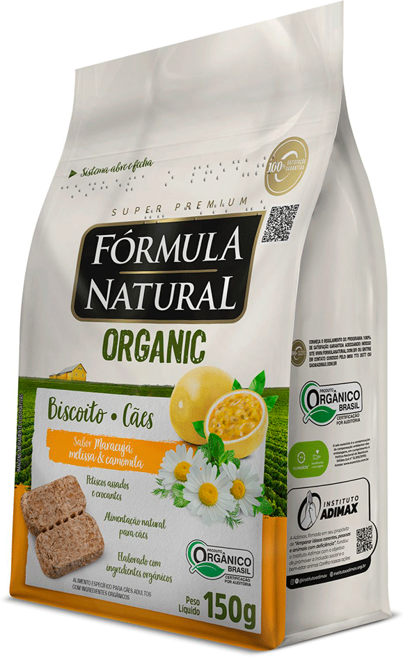 Biscoito Fórmula Natural Organic para Cães Adultos Sabor Maracujá Melissa e Camomila - 150g