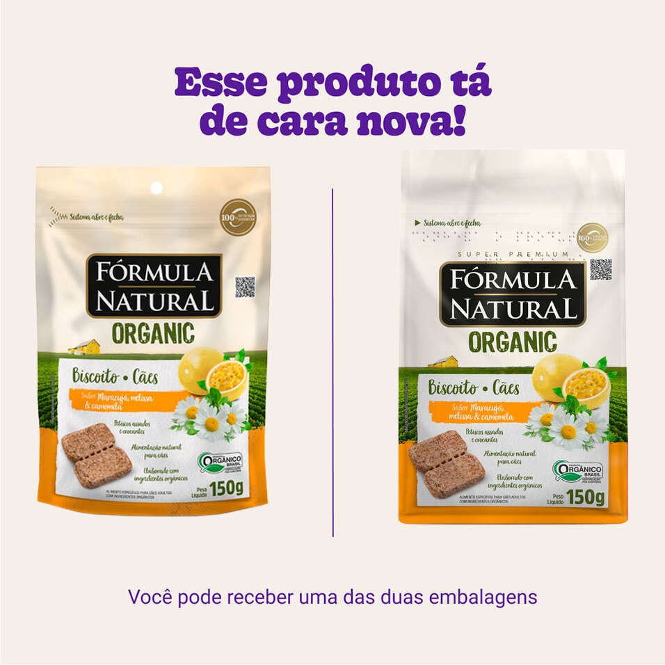 Biscoito Fórmula Natural Organic para Cães Adultos Sabor Maracujá Melissa e Camomila - 150g