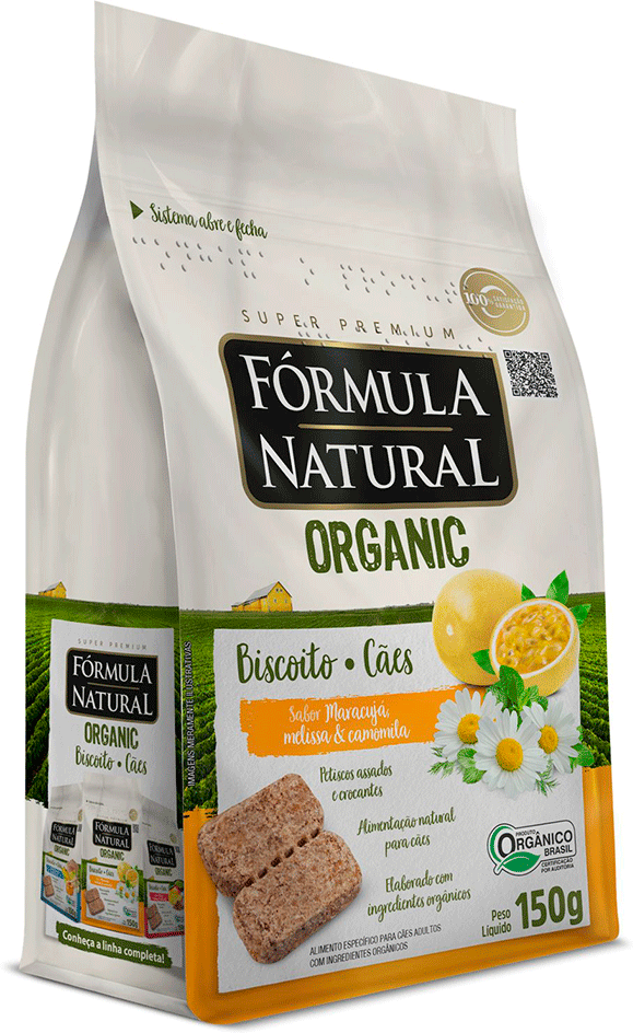 Biscoito Fórmula Natural Organic para Cães Adultos Sabor Maracujá Melissa e Camomila - 150g