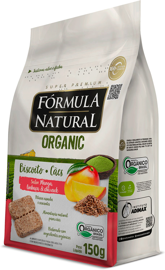 Biscoito Fórmula Natural Organic para Cães Adultos Sabor Manga Linhaça e Chá Verde - 150g