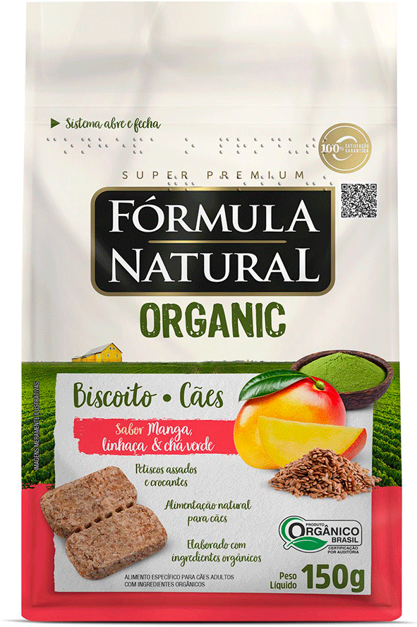 Biscoito Fórmula Natural Organic para Cães Adultos Sabor Manga Linhaça e Chá Verde - 150g