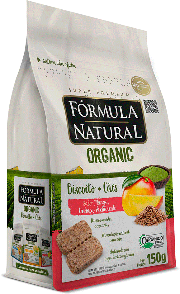 Biscoito Fórmula Natural Organic para Cães Adultos Sabor Manga Linhaça e Chá Verde - 150g