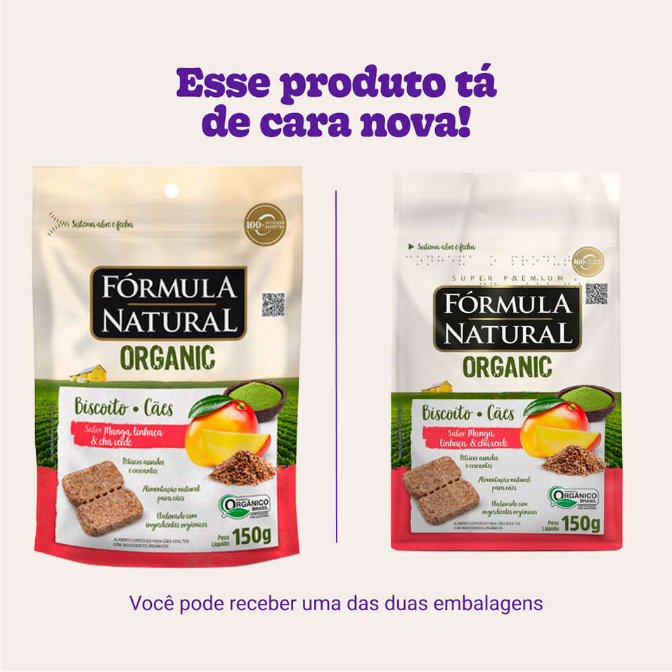 Biscoito Fórmula Natural Organic para Cães Adultos Sabor Manga Linhaça e Chá Verde - 150g