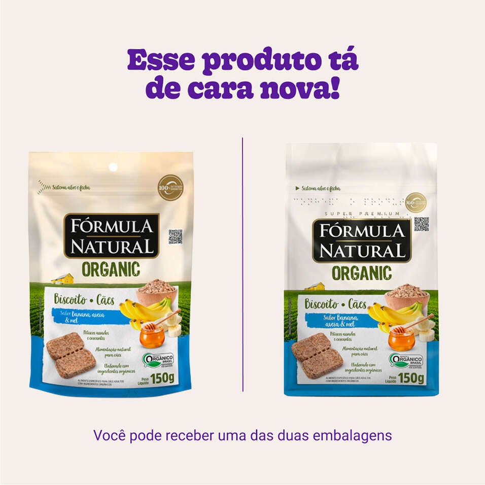 Biscoito Fórmula Natural Organic para Cães Adultos Sabor Banana Aveia e Mel - 150g