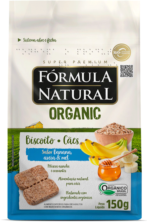 Biscoito Fórmula Natural Organic para Cães Adultos Sabor Banana Aveia e Mel - 150g