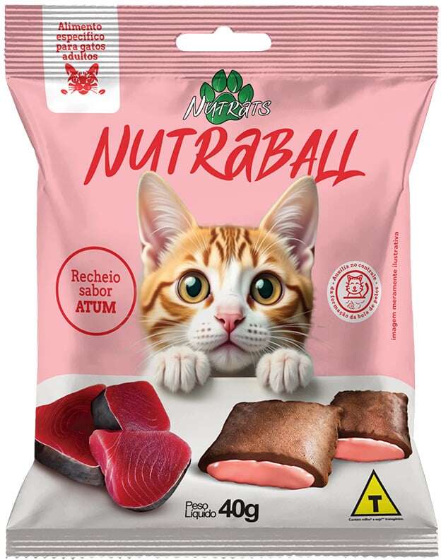 Petisco Nutrats Nutraball Nuggets Bola de Belo para Gatos sabor Atum - 40 g